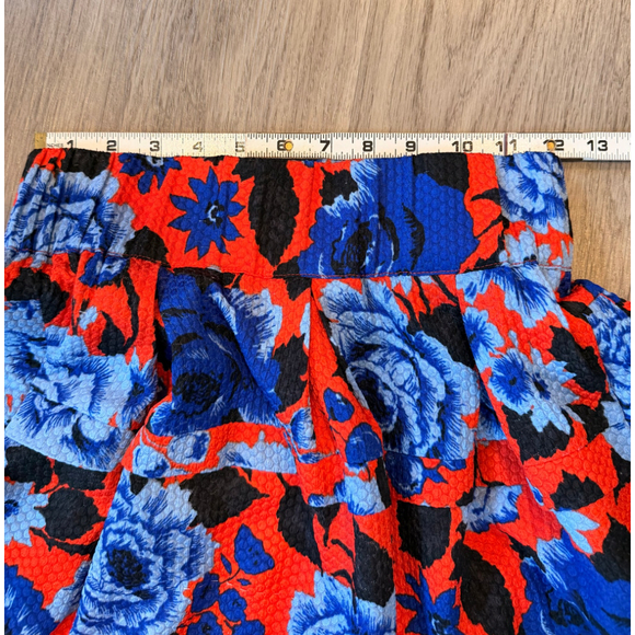 Womens HD in Paris Mini Skirt XS Red Blue Floral Retro Artsy Cottagecore Romanti - Picture 7 of 13